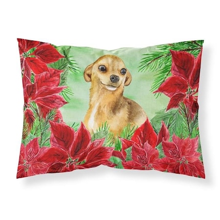 Carolines Treasures Carolines Treasures CK1306PILLOWCASE Chihuahua Poinsettas Fabric Standard Pillowcase CK1306PILLOWCASE